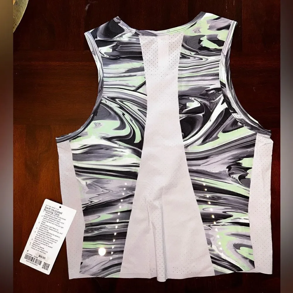 NWT Lululemon Swift Ventilated Running Tank Top- Paint Glide Warp/ Size 4